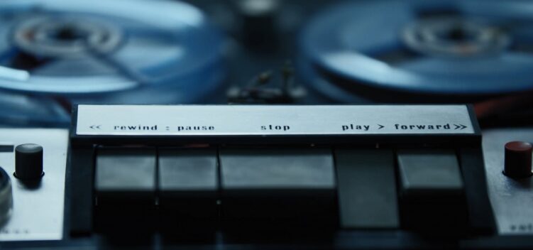 Vintage tape recorder used to track royalty plays for music contracts
